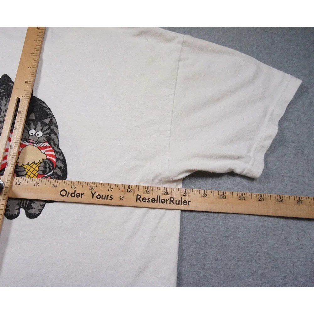 Vintage B Kliban Shirt Mens Large White Cat Graphic Tee Sushi Hawaii Adult